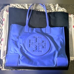 Tory Burch Bright Blue Logo Tote Shoulder Bag